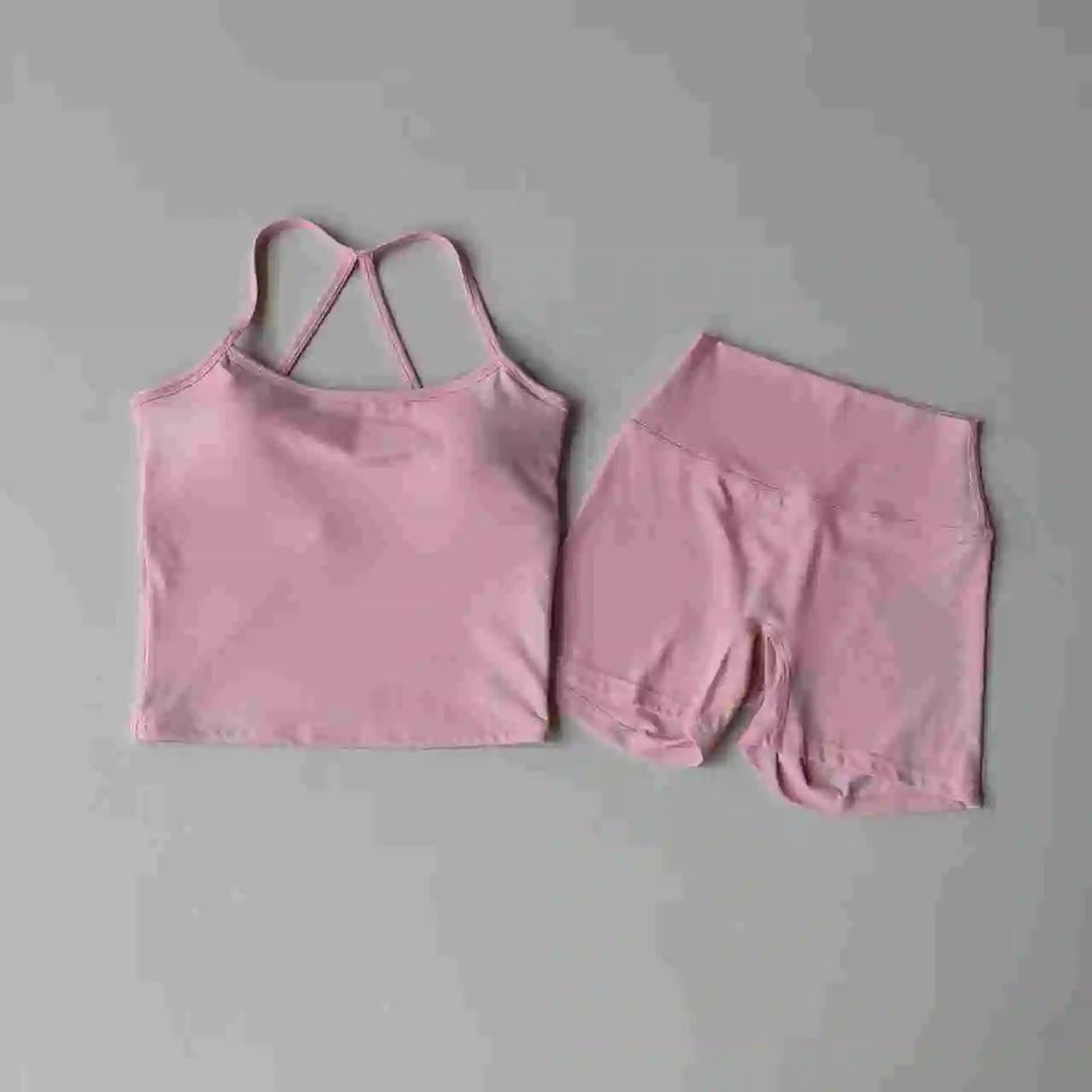Conjunto de Yoga para Academia: Top Halter, Shorts de Cintura Alta
