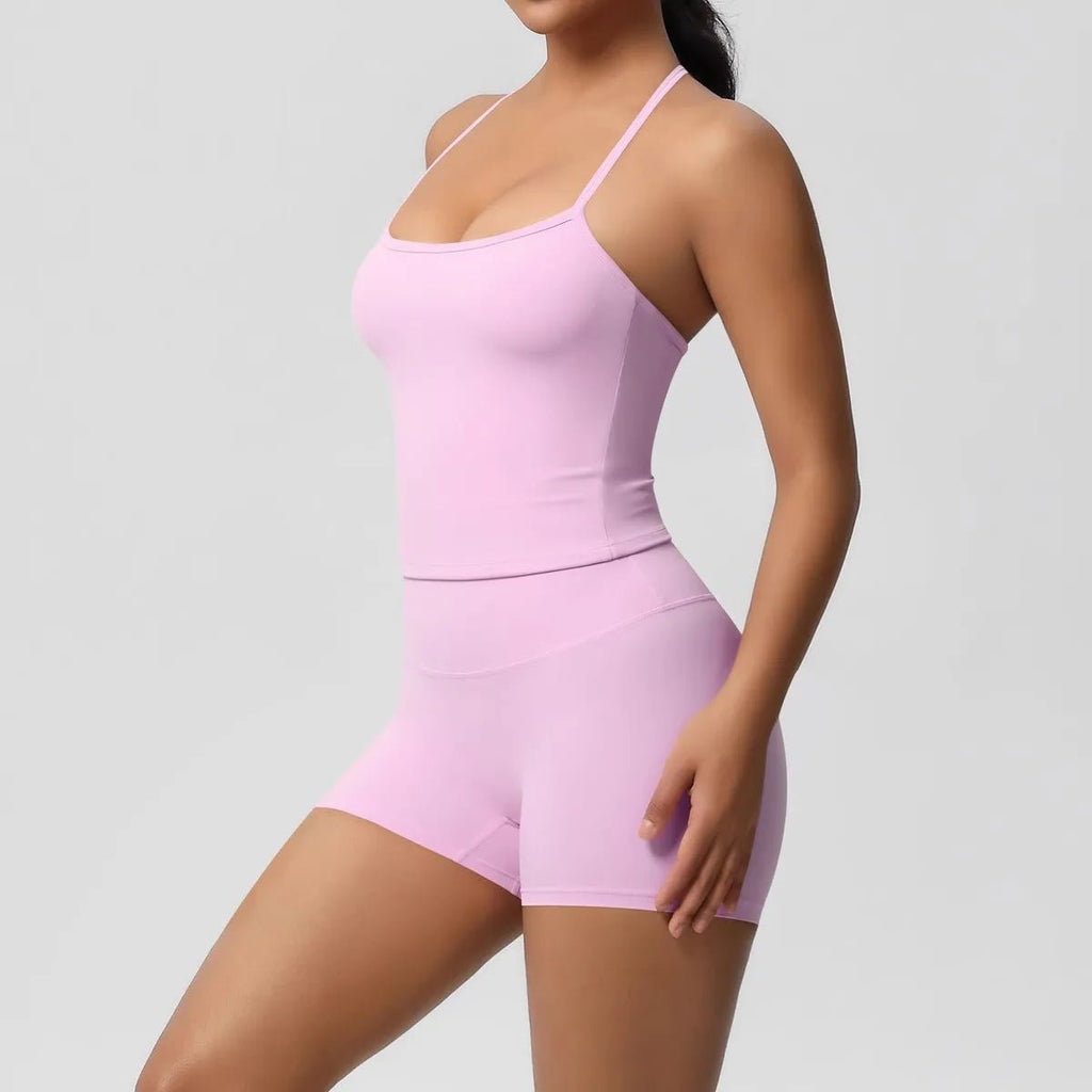 Conjunto de Yoga para Academia: Top Halter, Shorts de Cintura Alta - Avantche Ofc